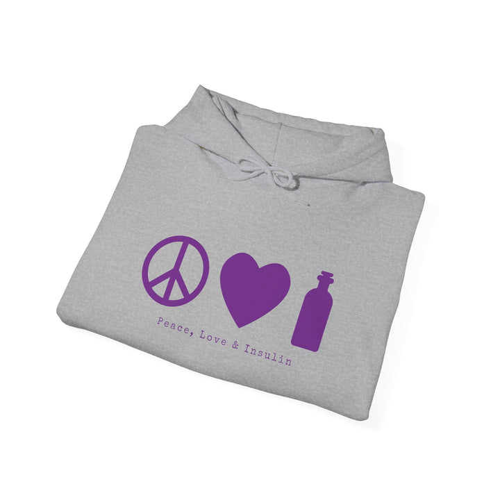 Unisex Heavy Blend™ Hooded Sweatshirt- Peace, Love & Insulin