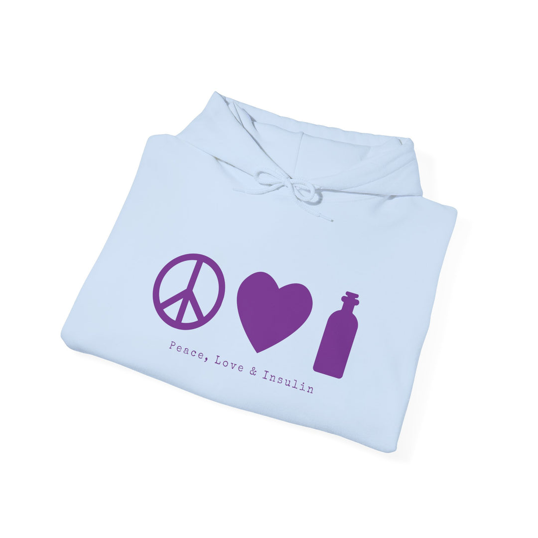 Unisex Heavy Blend™ Hooded Sweatshirt- Peace, Love & Insulin