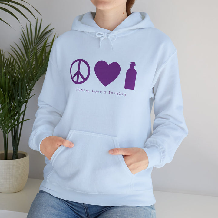 Unisex Heavy Blend™ Hooded Sweatshirt- Peace, Love & Insulin