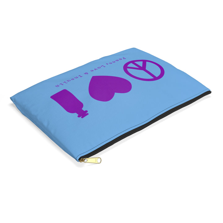 Peace, Love & Insulin Diabetes Accessory Pouch- Light Blue