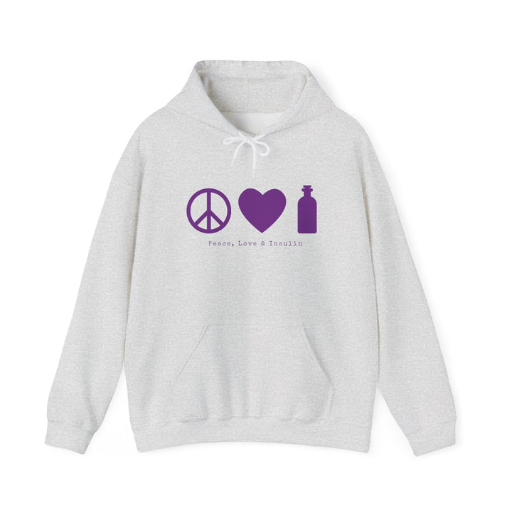 Unisex Heavy Blend™ Hooded Sweatshirt- Peace, Love & Insulin