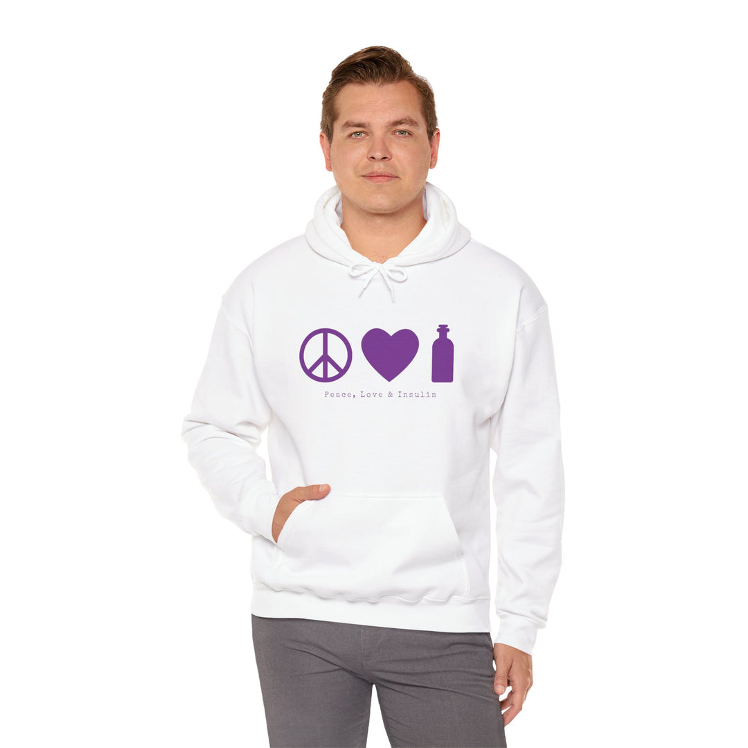 Unisex Heavy Blend™ Hooded Sweatshirt- Peace, Love & Insulin