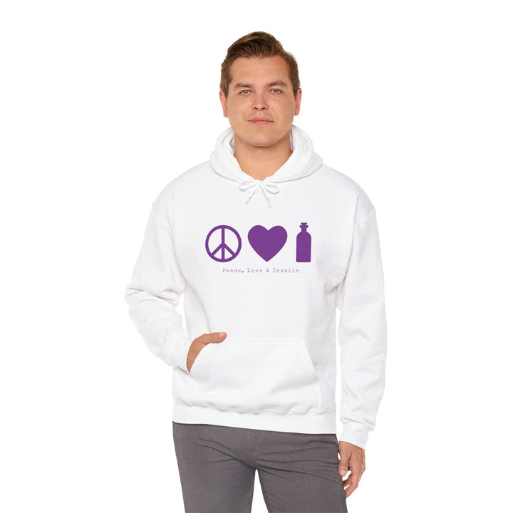 Unisex Heavy Blend™ Hooded Sweatshirt- Peace, Love & Insulin