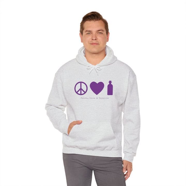 Unisex Heavy Blend™ Hooded Sweatshirt- Peace, Love & Insulin
