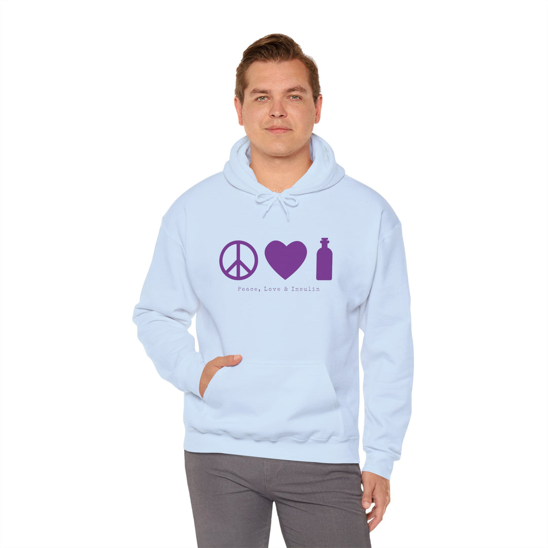 Unisex Heavy Blend™ Hooded Sweatshirt- Peace, Love & Insulin