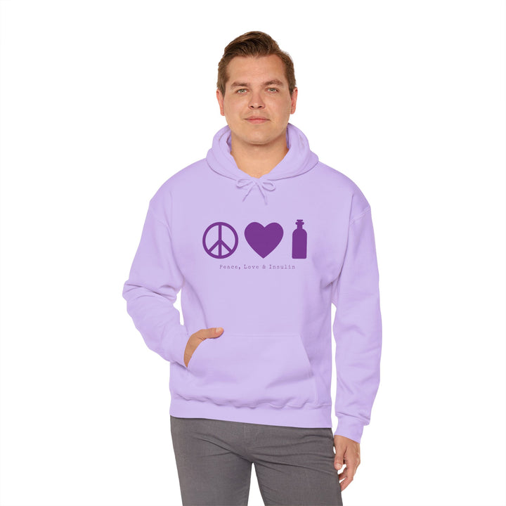 Unisex Heavy Blend™ Hooded Sweatshirt- Peace, Love & Insulin