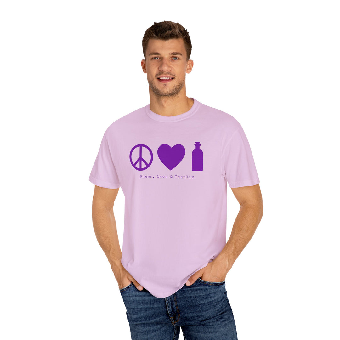Unisex Garment-Dyed T-shirt- Peace, Love & Insulin