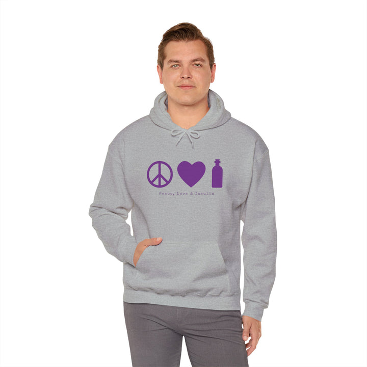 Unisex Heavy Blend™ Hooded Sweatshirt- Peace, Love & Insulin