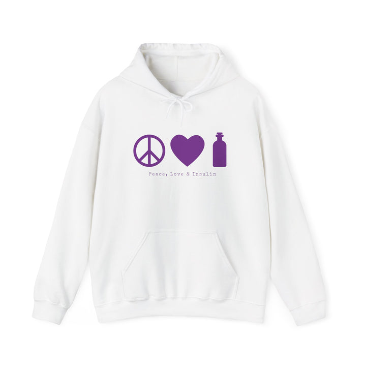 Unisex Heavy Blend™ Hooded Sweatshirt- Peace, Love & Insulin