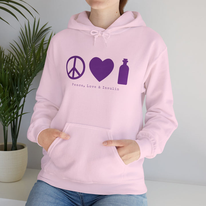 Unisex Heavy Blend™ Hooded Sweatshirt- Peace, Love & Insulin