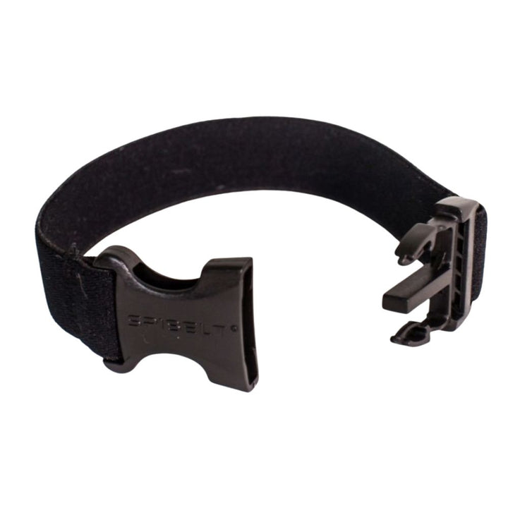 Adult SPIbelt® Belt Extender attached to SPIbelt® elastic strap, showing added length for adjustable, comfortable fit.