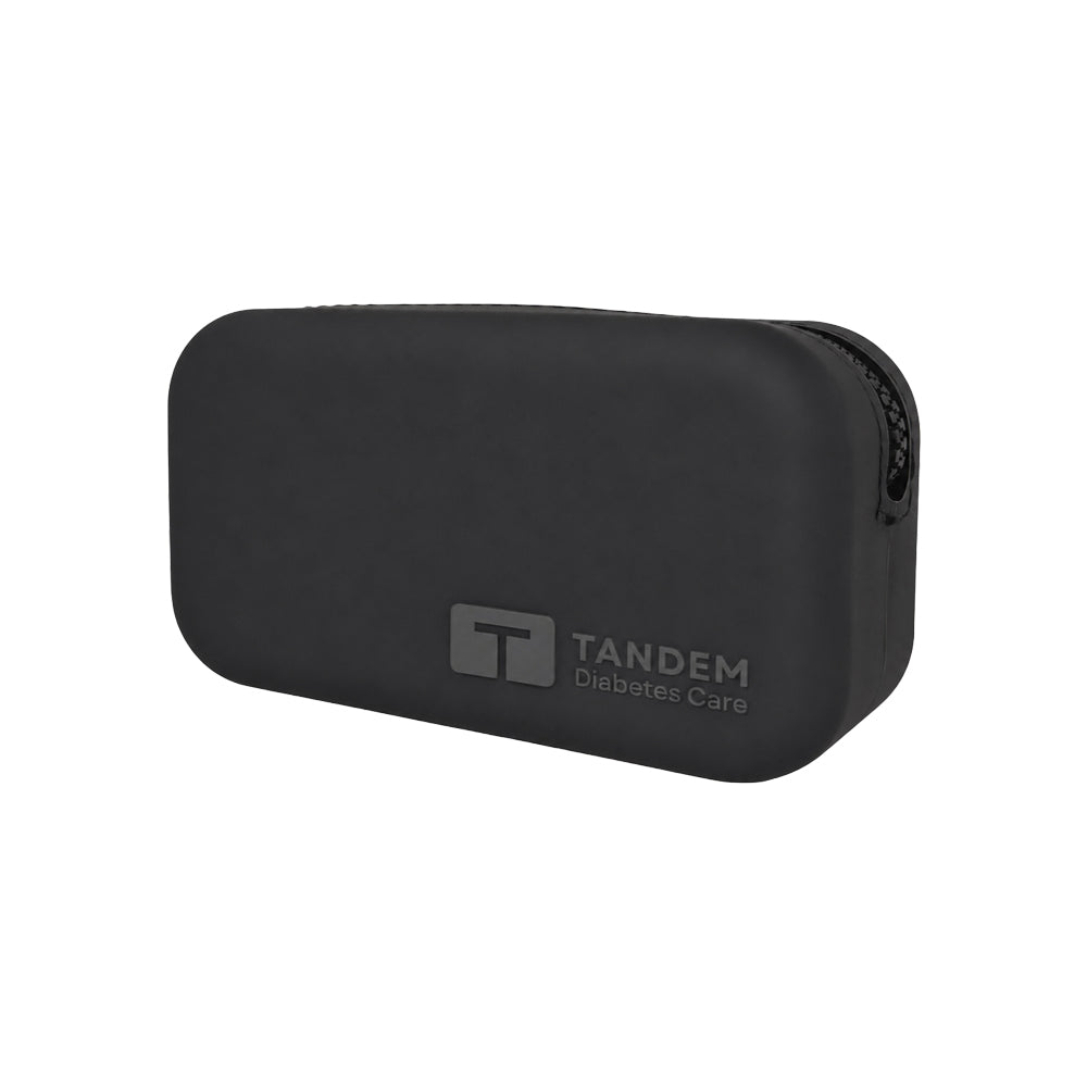 Black Tandem Protective Travel Case with Tandem Diabetes Care logo on a white background