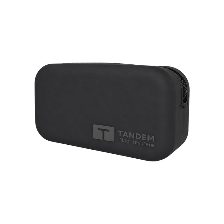 Black Tandem Protective Travel Case with Tandem Diabetes Care logo on a white background