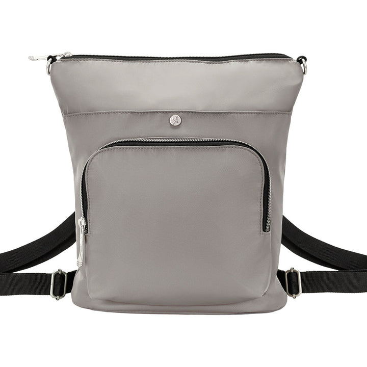Diabetes Nylon Backpack in tan with two straps attached. 