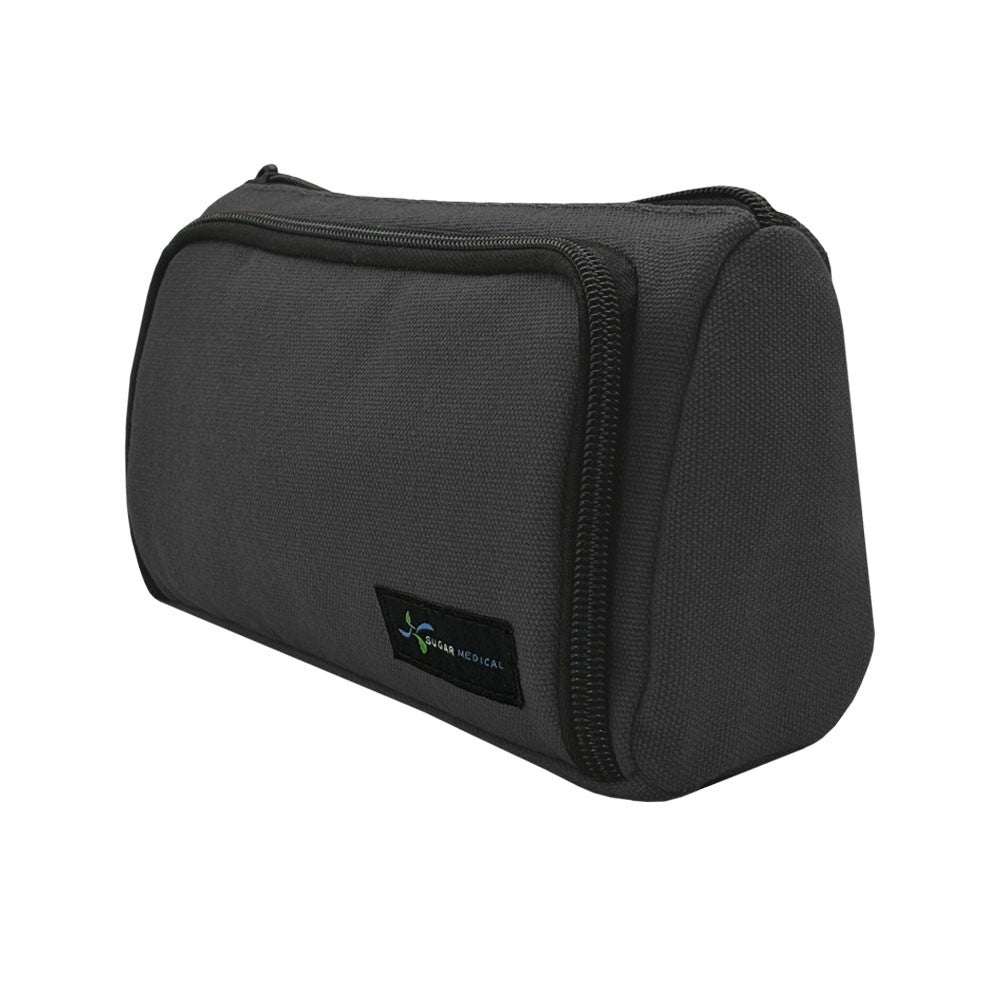 Black Insulated Diabetes Insulin Supply Case with large compartment for diabetic supplies and insulated front pocket to keep insulin cool. 