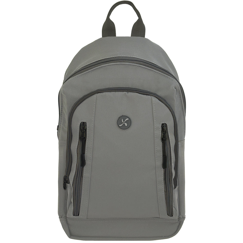 Sugar Medical Diabetes Roam Insulated Sling Backpack in charcoal grey with front pocket to organize your medical supplies and back insulated pocket to keep items cool. 
