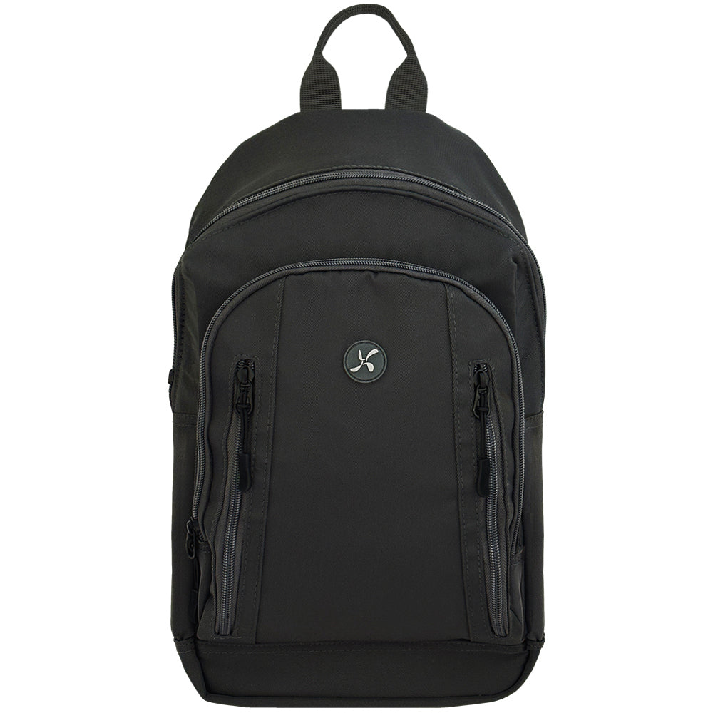 Sugar Medical Diabetes Roam Insulated Sling Backpack in black with front pocket to organize your medical supplies and back insulated pocket to keep items cool. 