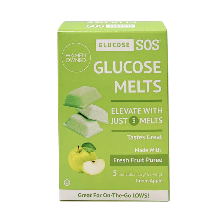 Green Apple Glucose Melts elevate low blood sugar with just 3 melts.