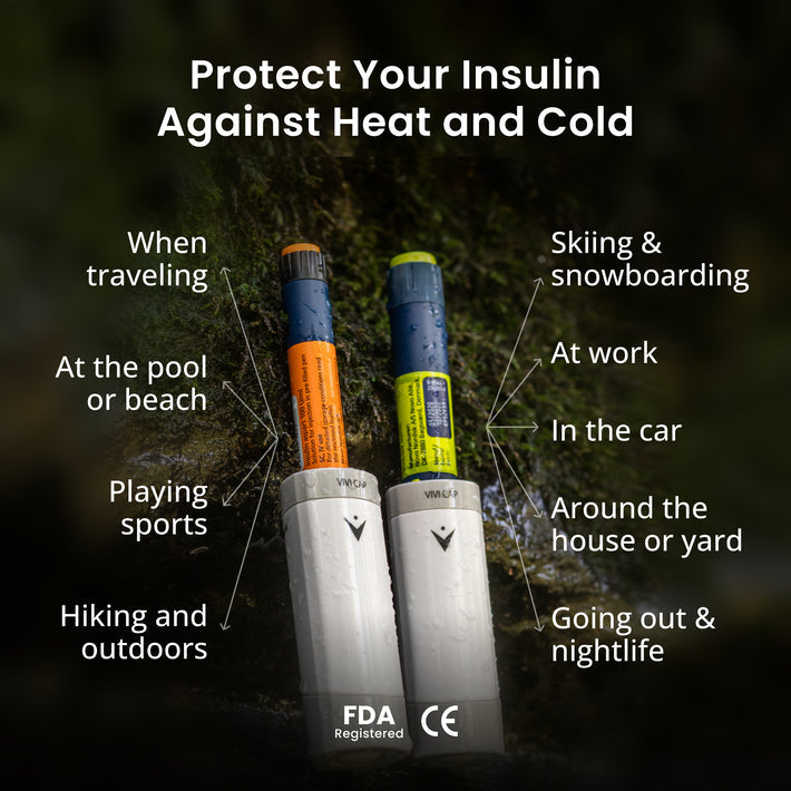 Protect your insulin against heat and cold when traveling, at beach, playing sports, hiking, skiing, in the car, at work and going out. 