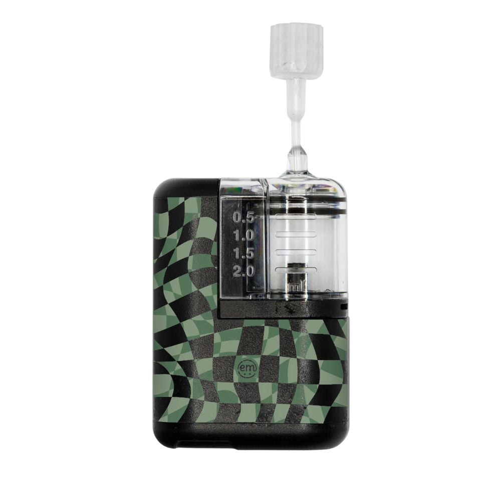Tandem Mobi pump with an Expression Med Green & Black Checkerboard design sticker on it. 