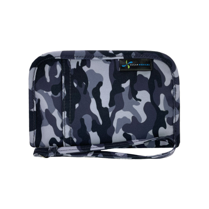 Sugar Medical Diabetes Supply Case II front that is grey and black camo.