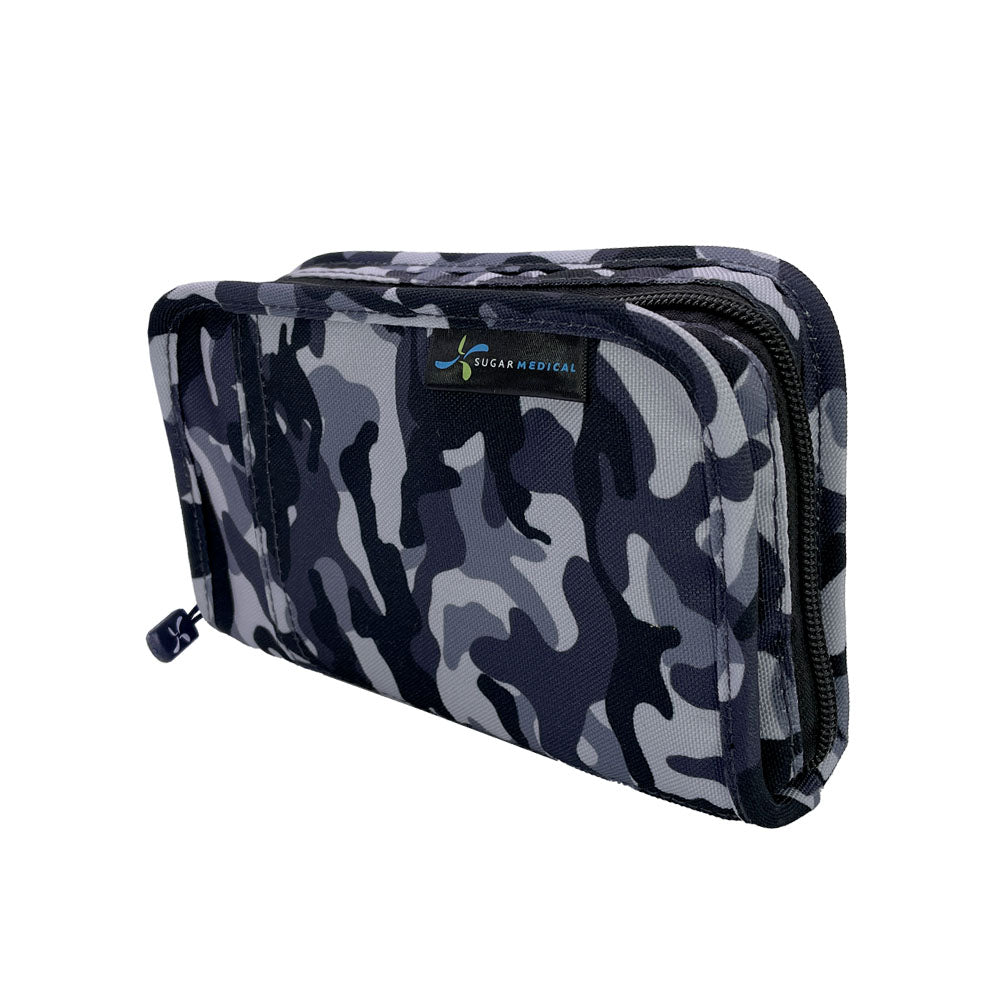 Sugar Medical Diabetes Supply Case II side that is grey and black camo.  