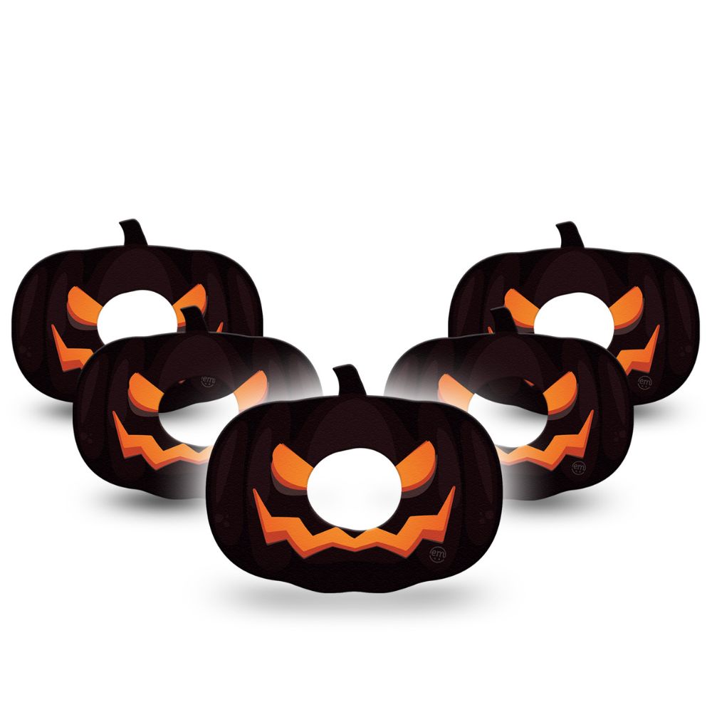 5-Pack of ExpressionMed Dexcom G7 Tape Patches includes five Halloween Scary Pumpkins designs.