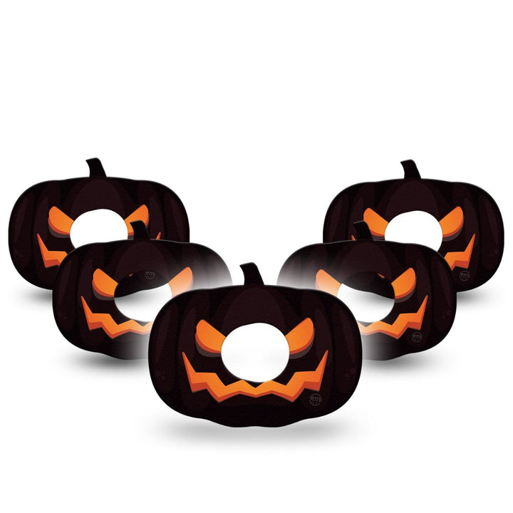 5-Pack of ExpressionMed Dexcom G7 Tape Patches includes five Halloween Scary Pumpkins designs.