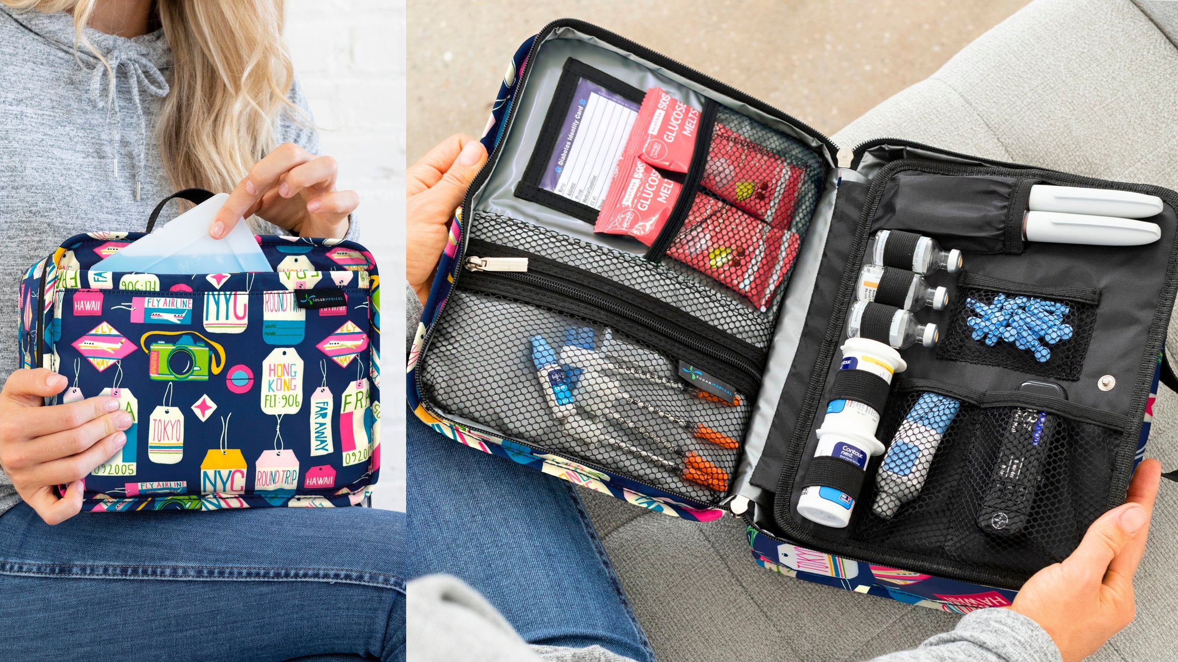 Leave the stress of travel behind with the Sugar Medical Insulated Diabetes Travel Bag to organize all your diabetic supplies. 