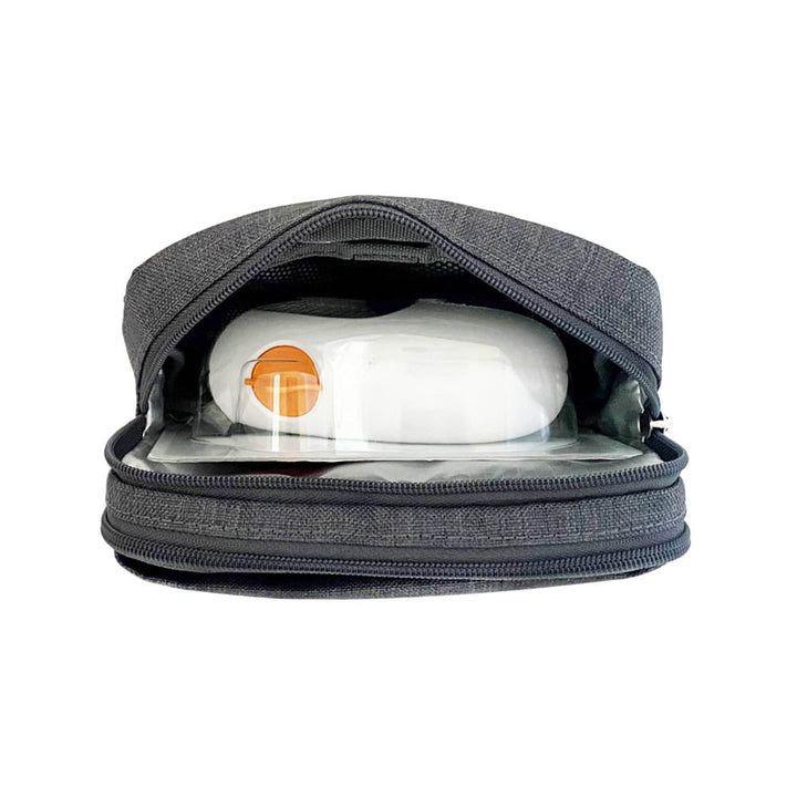 Diabetes Insulated Convertible Belt Bag in grey back insulated pocket with Dexcom in it.