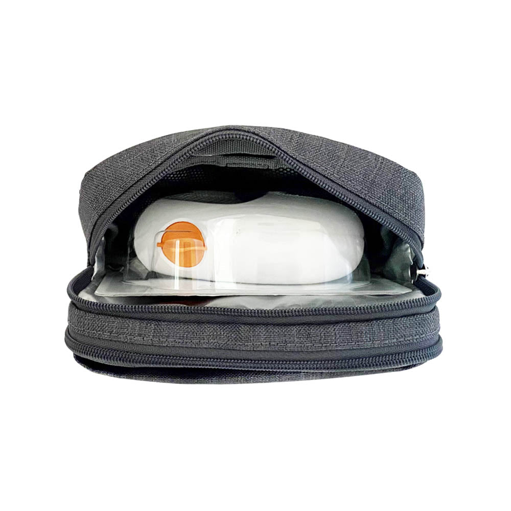 Diabetes Insulated Convertible Belt Bag Grey back insulated pocket with Dexcom in it.