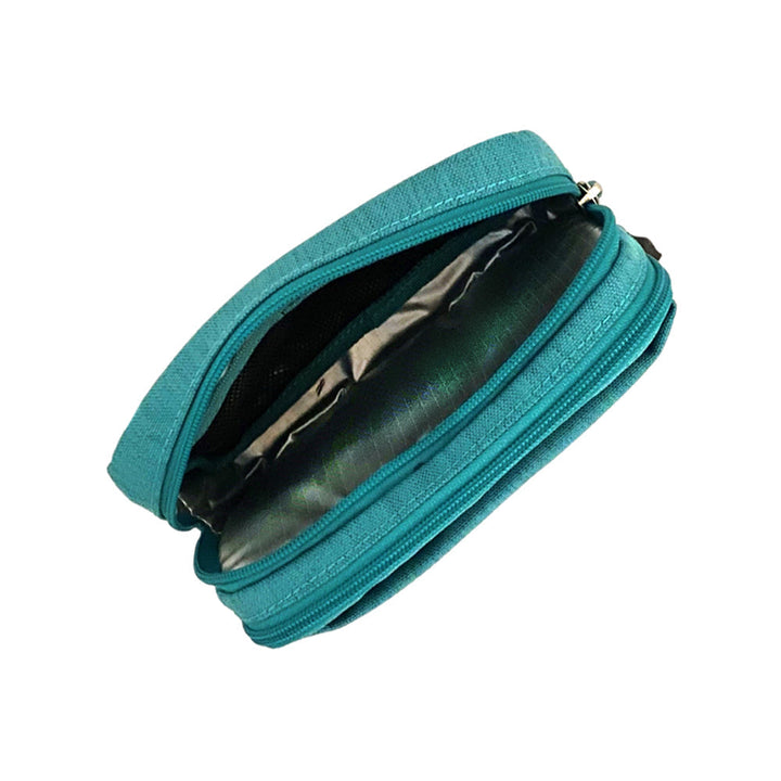 Diabetes Insulated Convertible Belt Bag in turquoise back insulated compartment. .