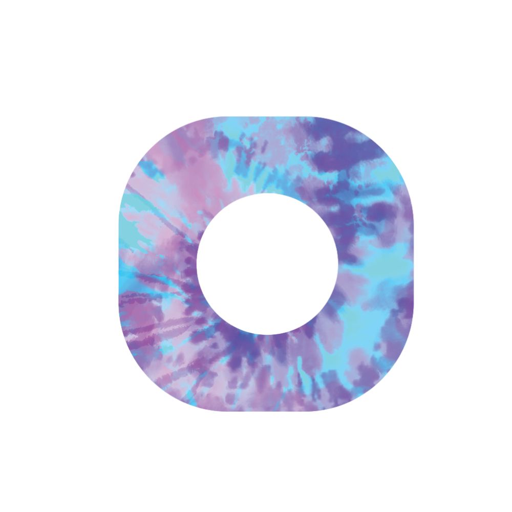 A pastel purple, blue, and pink adhesive tape in a tie-dye pattern