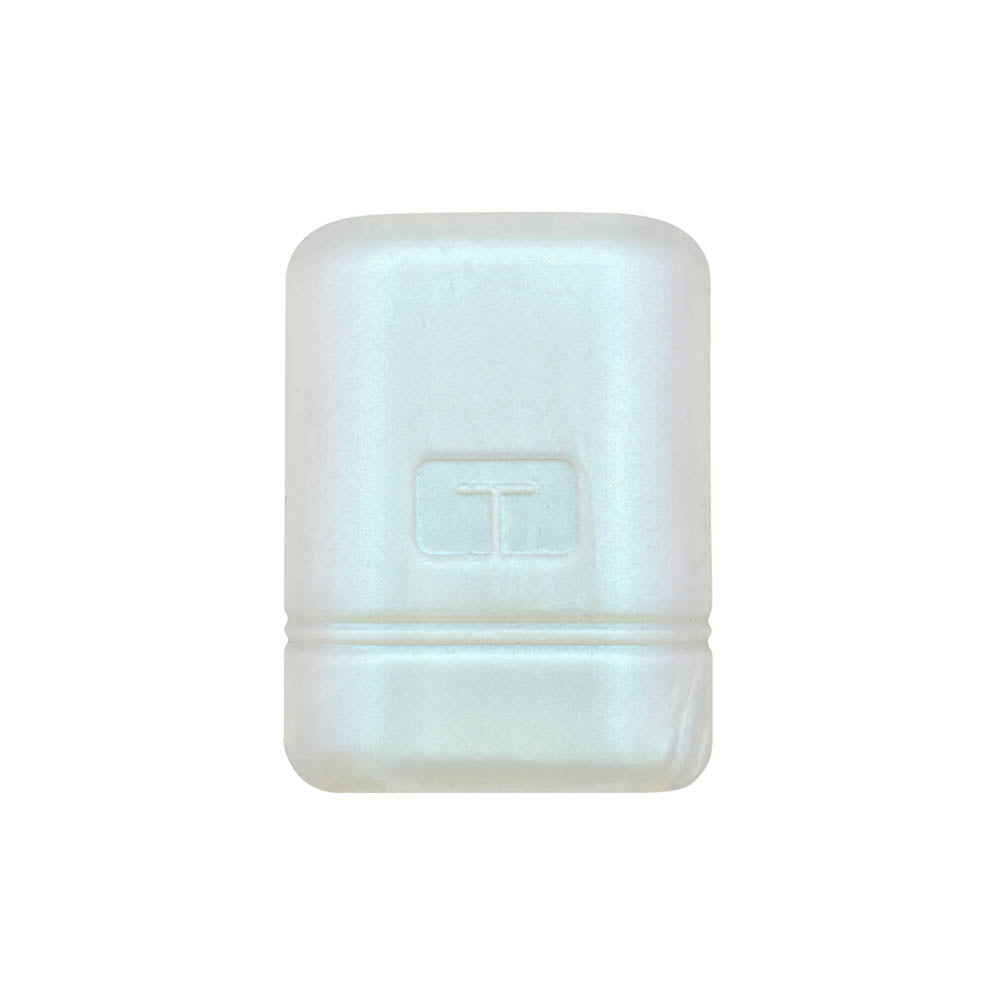 Front of white shimmer Mobi Tandem gel skin cover to protect insulin pump.