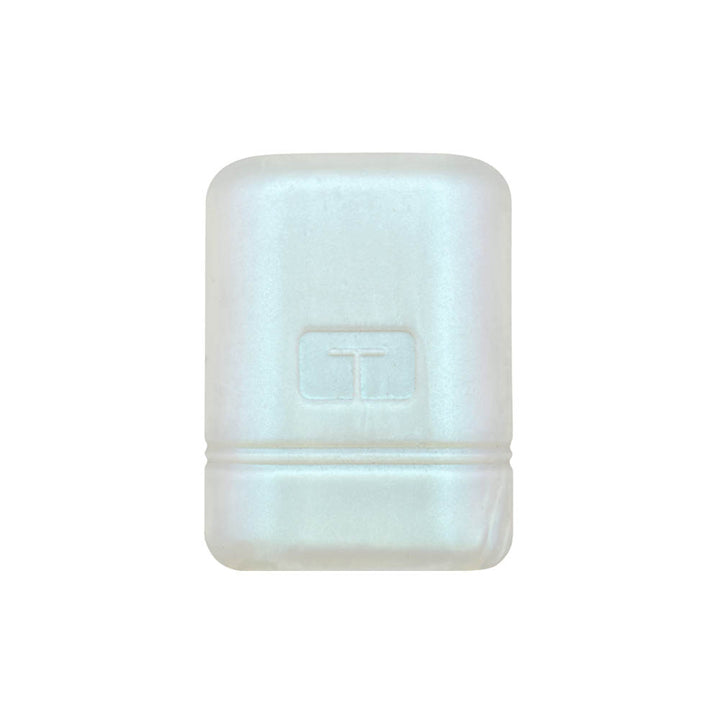 Front of white shimmer Mobi Tandem gel skin cover to protect insulin pump.