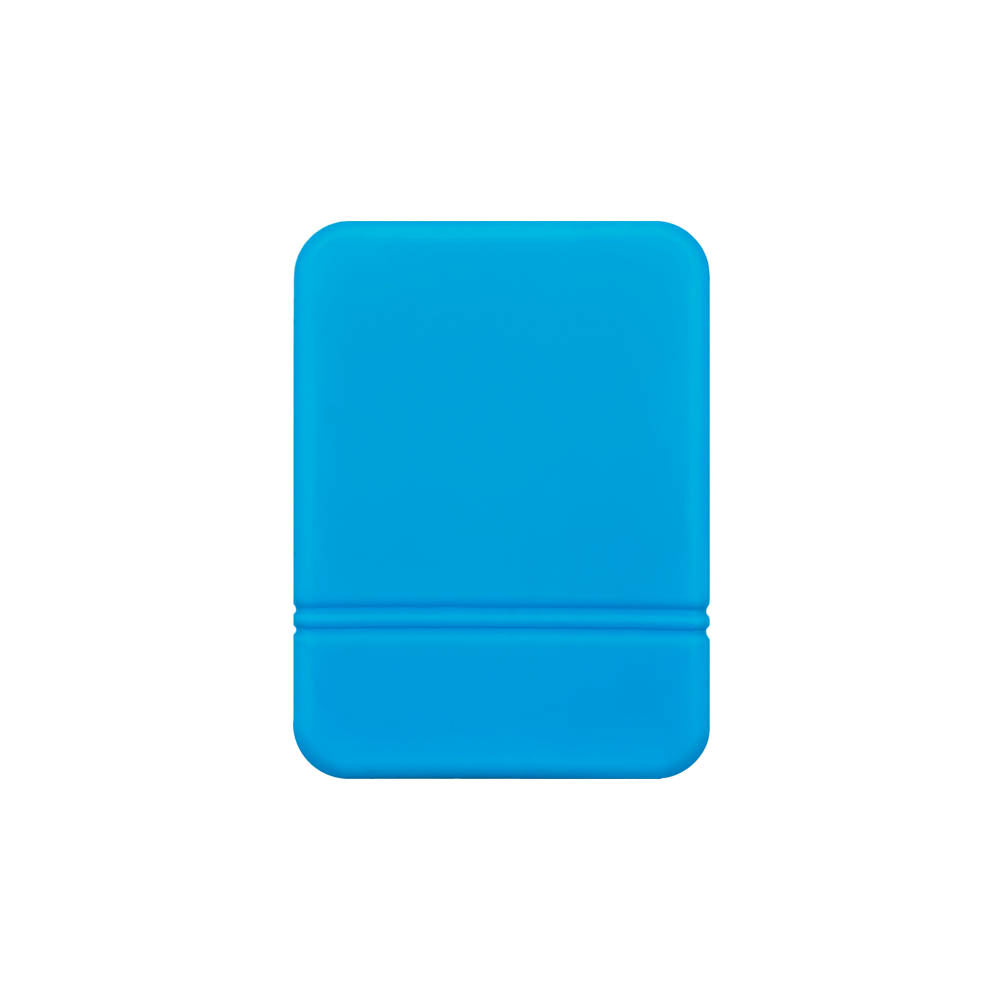 The back of blue Mobi Tandem gel skin covers to protect insulin pump.