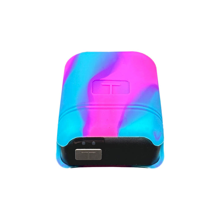 Bottom of the black Mobi Tandem gel skin with pump in it showing the button. 