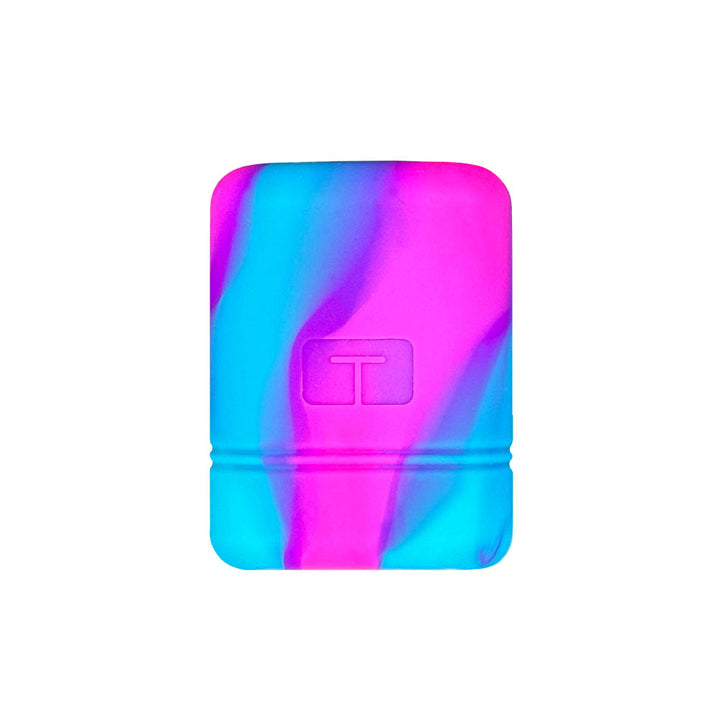 Front of black Mobi Tandem gel skin cover to protect insulin pump.
