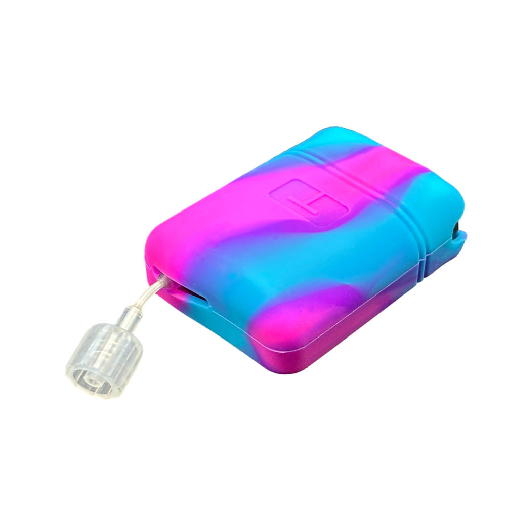 Black Mobi Tandem Gel Skin on the side with the tubing of the Mobi pump coming out of the top. 