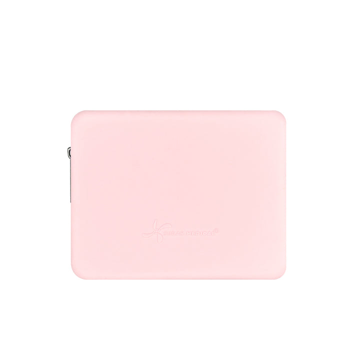 Back of the Omnipod® Protective Travel Case: The back of the light pink Omnipod® protective travel case, showing the smooth surface and discreet design. 