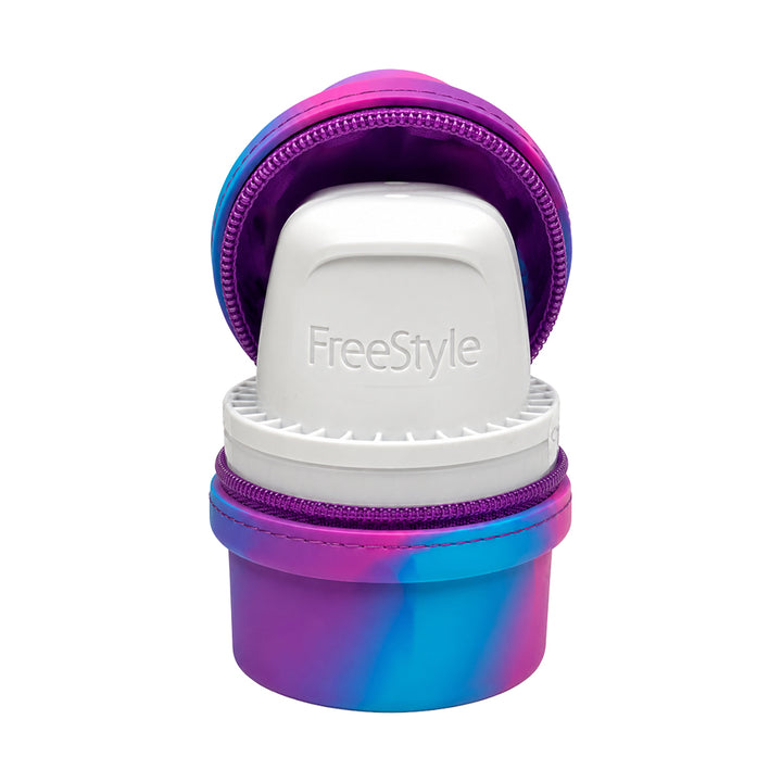 Freestyle Libre 3 Travel Protective case with a colorful case on a white background