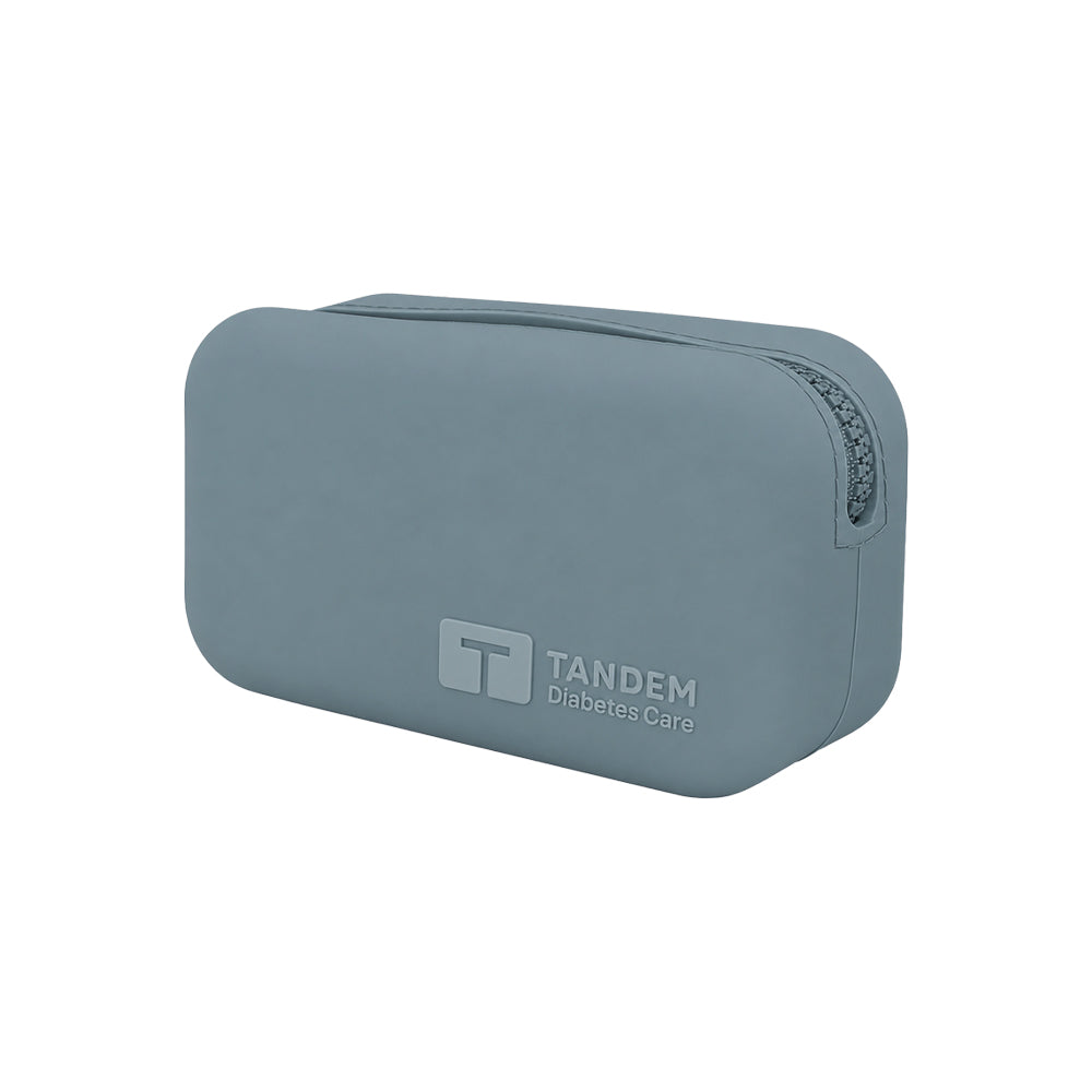 Aqua Tandem Protective Travel Case with Tandem Diabetes Care logo on a white background