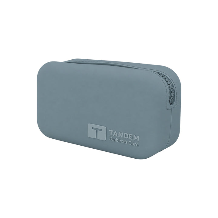 Aqua Tandem Protective Travel Case with Tandem Diabetes Care logo on a white background