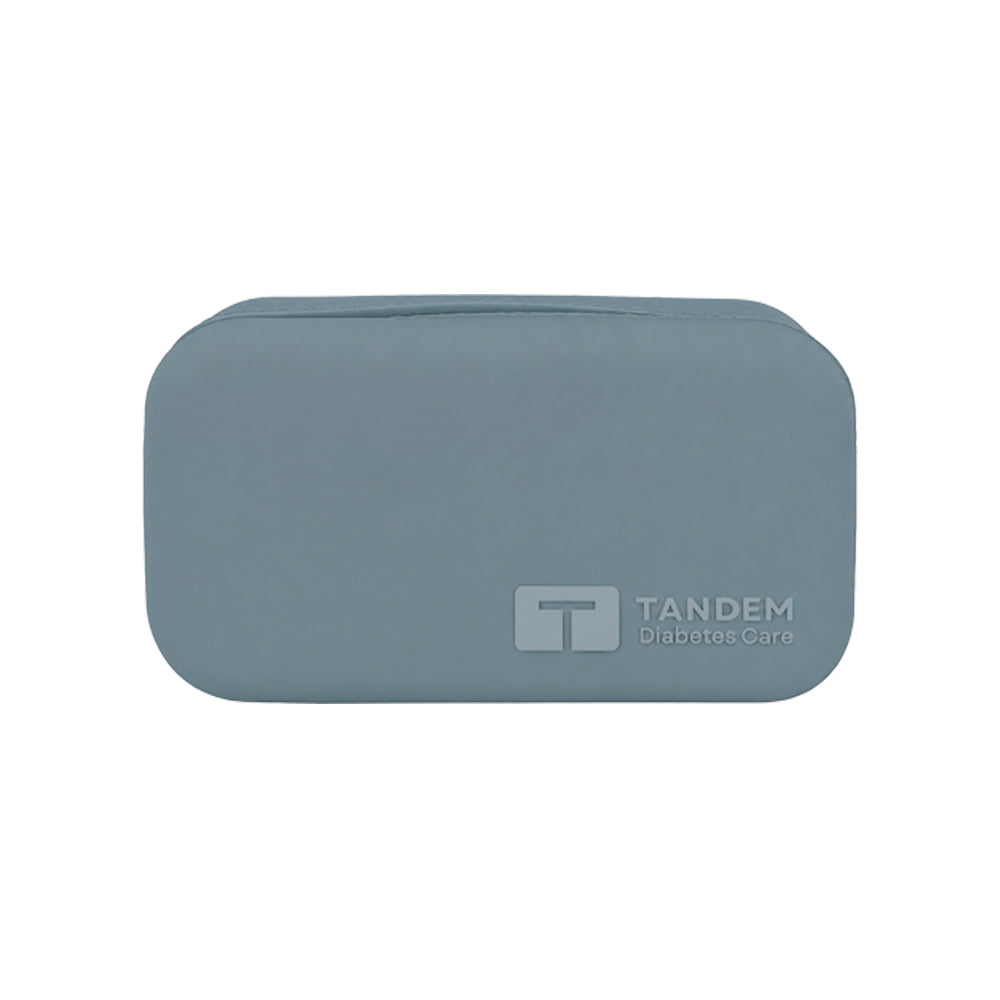 Aqua Tandem Protective Travel Case with Tandem Diabetes Care logo on a white background