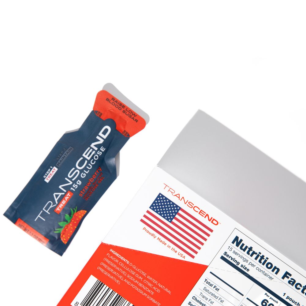 Transcend Gel product box, labeled with 'Made in USA.' The design features a clean, professional layout with bold text and logo. The box includes product details and specifications with a modern, minimalistic color scheme