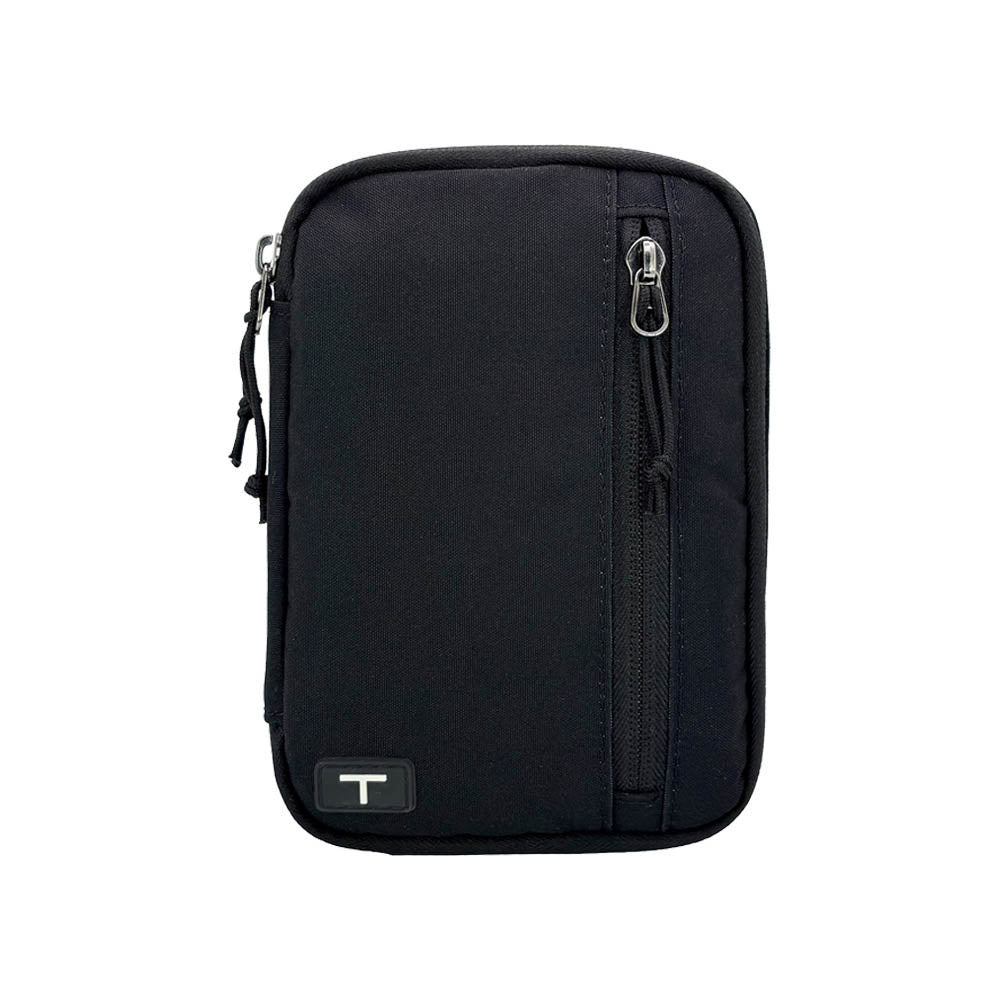 Black tandem diabetes supply case with a Tandem logo on a white background. 