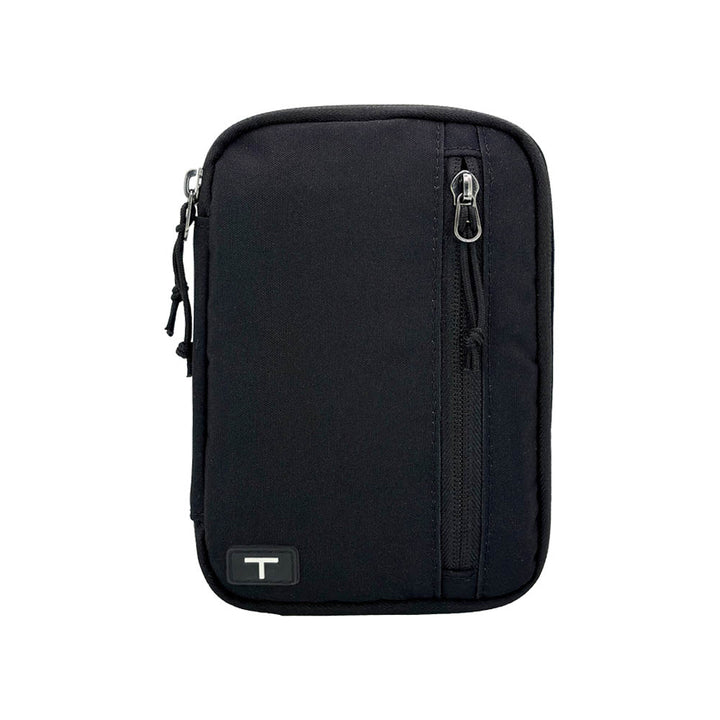 Black tandem diabetes supply case with a Tandem logo on a white background. 