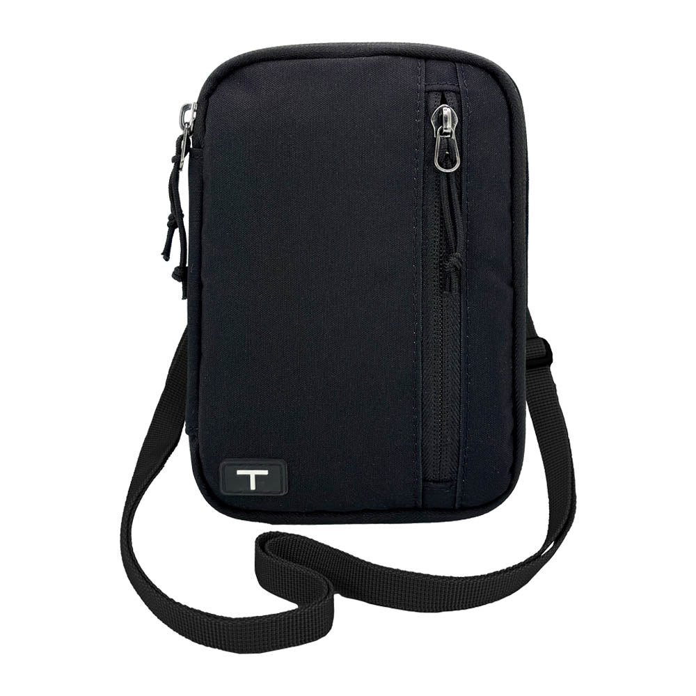 Black tandem diabetes supply case with a visible Tandem logo on a white background