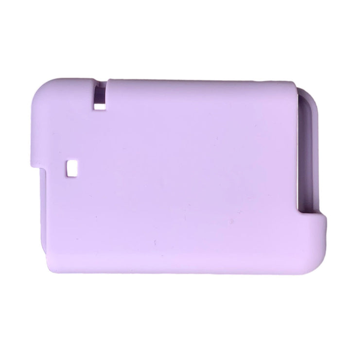 The back of the lavender Tandem t:slim Gel Skin with Exclusive design allows access to all ports and controls.