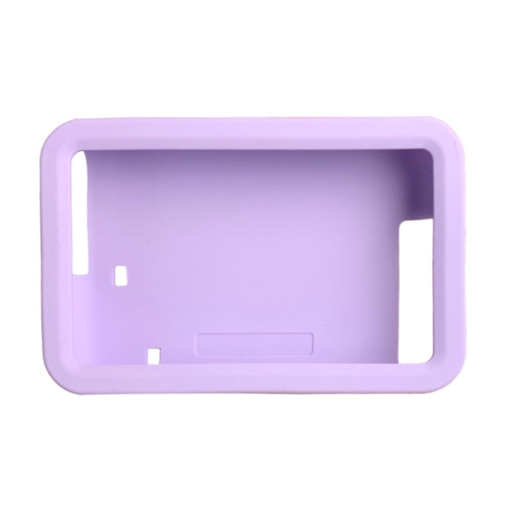 The front of the lavender Tandem t:slim Gel Skin with Exclusive design allows access to all ports and controls.